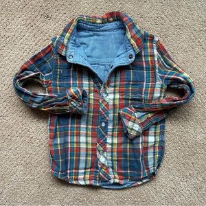 Double Sided Button Down Long Sleeve, Burnt Orange, Blue, Fall, Winter, Church